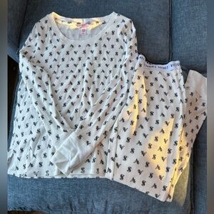 Victorias Secret Black & White Logo Thermal Pyjama Set